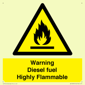 Warning diesel fuel Highly Flammable